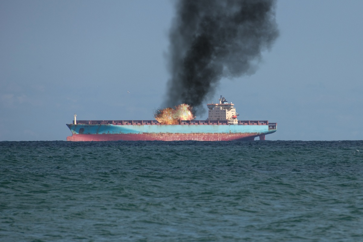 L'incendio di una nave petroliera
