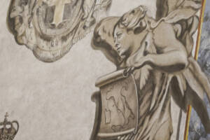 un focus sull'affresco con il presunto volto di Giorgia Meloni nella Basilica San Lorenzo in Lucina a Roma