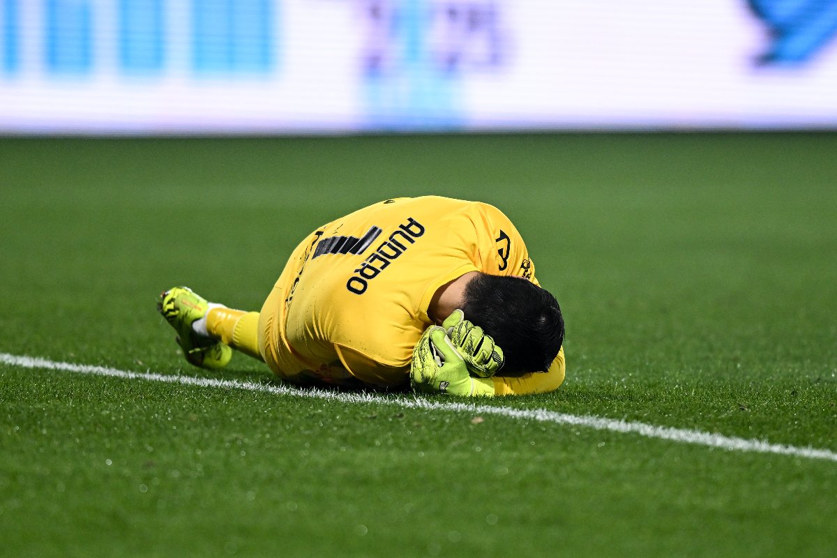 il portiere della Cremonese Emil Audero colpito da un petardo contro l'Inter