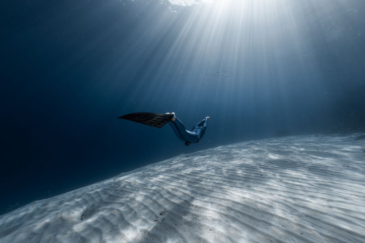 sub durante un'immersione sul fondale