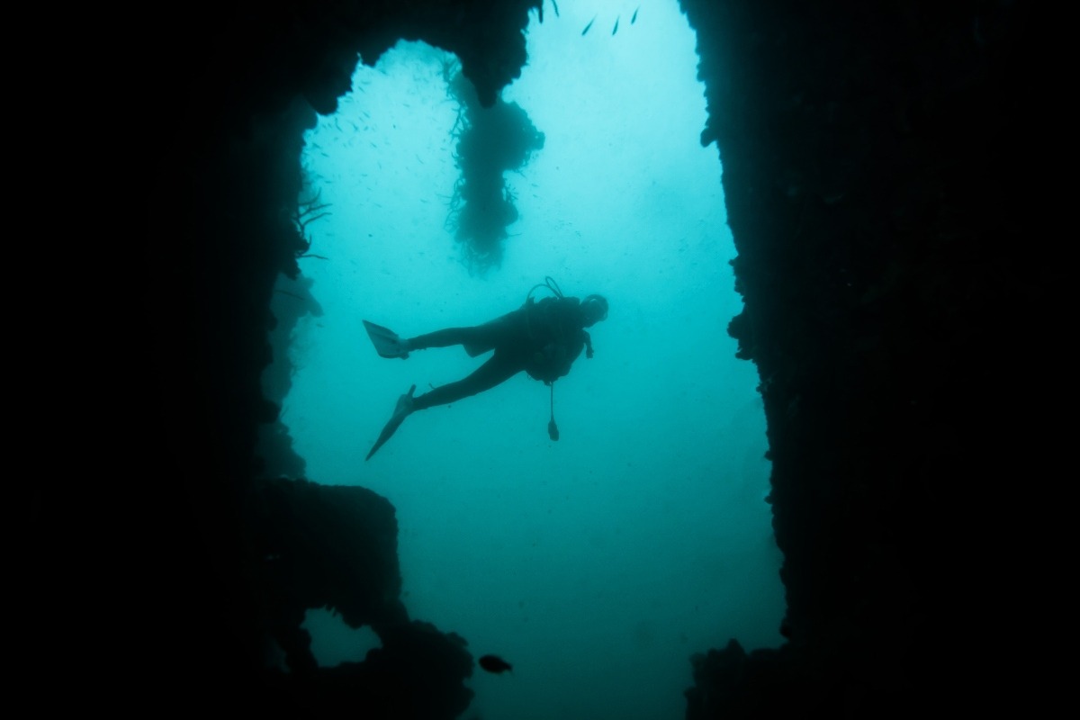 un subacqueo in mare durante un'immersione